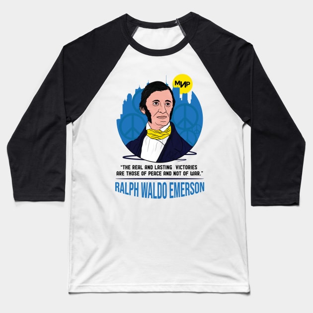 Ralph Waldo Emerson Peace quote | Support Ukraine Peace sign Baseball T-Shirt by Vive Hive Atelier